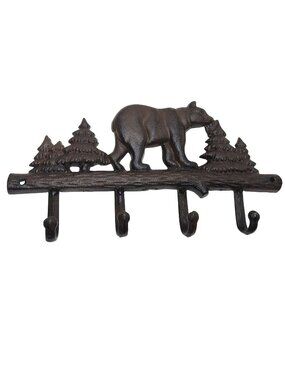Cast Iron Bear Wall Hook Key Rack Coat Rack Rustic Forest Brown Finish